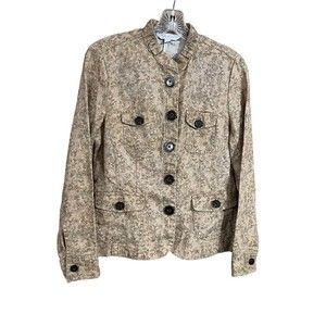 Relativity linen blazer jacket shacket Light Brown Floral Boho Sz Small